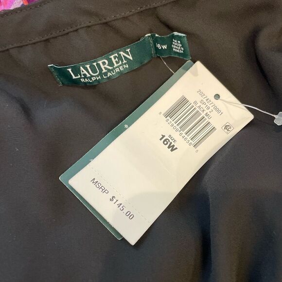 NWT $145 RALPH LAUREN Pauldina Floral Maxi Skirt Black Chiffon US Sz. 16W Lined - Picture 4 of 5